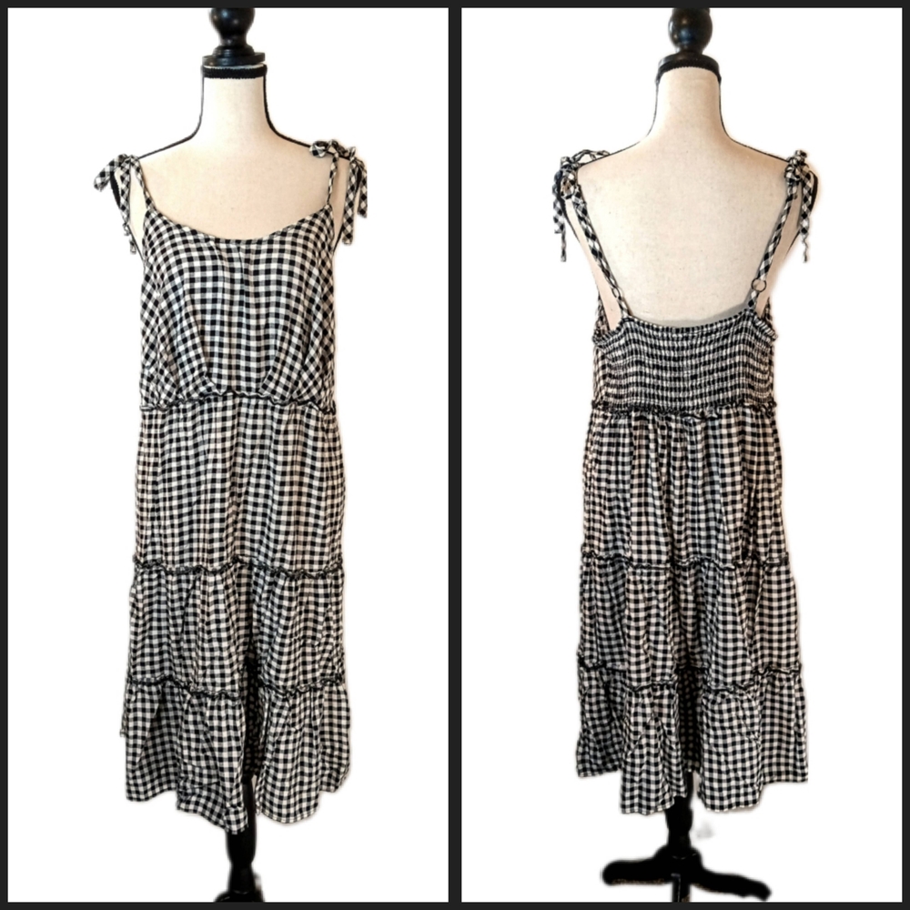 As U Wish Black & White Gingham Plaid Babydoll Sleeveless Dress Size 1X